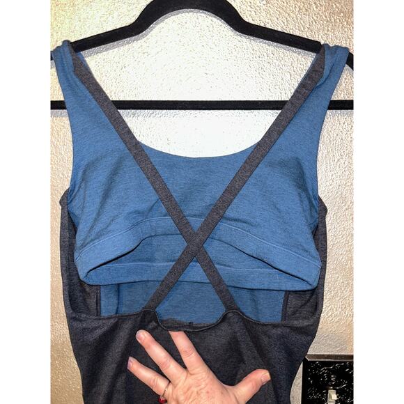 We Over Me Reflect Cutout Sporty Blue Gray Two Tone Athletic Wear Playsuit Fun - Picture 7 of 9